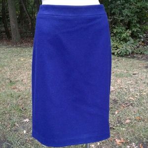 Leyla Cobalt Blue Wool Blend Short Pencil Skirt